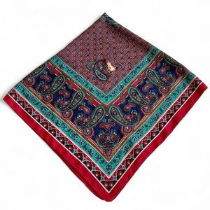 Vintage equestrian duck motif paisley square scarf